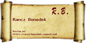 Rancz Benedek névjegykártya